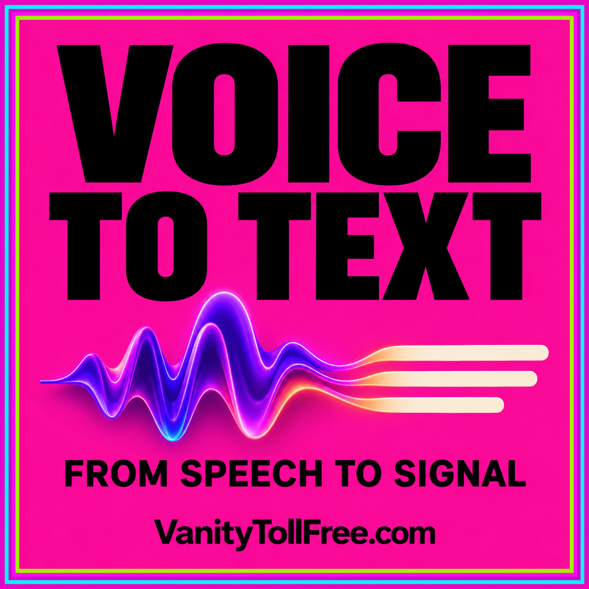 Voice to Text cover with a purple waveform becoming cream lines on neon pink.
